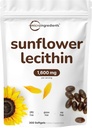 Micro Ingredients Sunflower Lecithin 1.600mg Per Serving, 300 Softgels ttesmå 124; bæredygtigt opvarmet kilde, Cold Pressed, Rich in Phosphatidyl Cholin