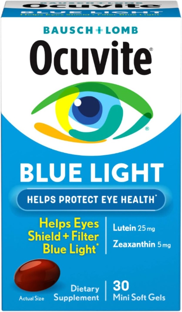 Bausch + Lomb Ocuvite Blue Light Lutein 25mg Lutein və Zeaxanthin Eksperti, 30 Softgels (Böyük 2)