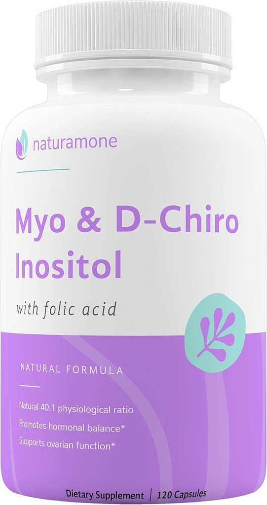 Myo-Inositol & D-Chiro Inositol בלנדר עם 100% של Daily Folate - 40:1 Physiological Ratio - תסמונת פוליציסטיות Ovary (PCOS), Hormonal Balance ו- Ovarian Support 120 קפסולות