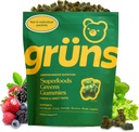 Gruns Adult Super Greens Gummies - Superfood Gummy Bears with Spirulina, Clorella " Prebiotics for Digestive Health - Adaptogens Supplement with 20 Vitamins " Minerals, Low Sugar- 2-Week Supply