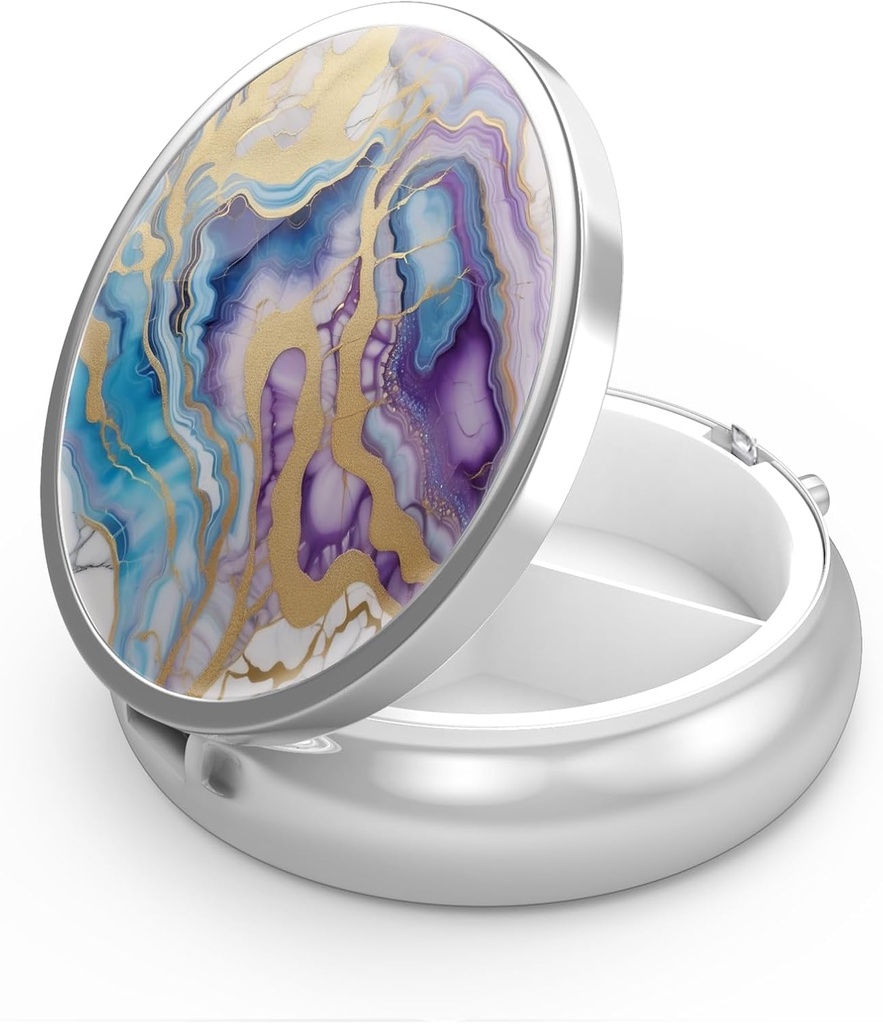Pillerilaatikko 3 Osasto Lääke pilleri tapauksessa Kannettava taskuun tai kukkaro pilleri laatikot Koristeellinen Metal Medicine Vitamiini Organizer ainutlaatuinen lahja [Abstract Marble]