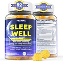Melatonin Free Sleep Gummies, with Magnesium Glycinate, GABA, 5-HTP, L-Theanine, Valerian, Chamomile, Lemon Balm, Vitamin D3 & B6 - Hormone & Drug- Free, Non-Habit Forming,Sugar Free