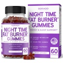 Night Time Fat Burner Gummies (60 Count) Weight Loss & Metabolism - Sugar-Free - Delicious Raspberry Flavored Melatonin Supplement Gummies - Vegan Safe - Third Party Tested - Made in USA