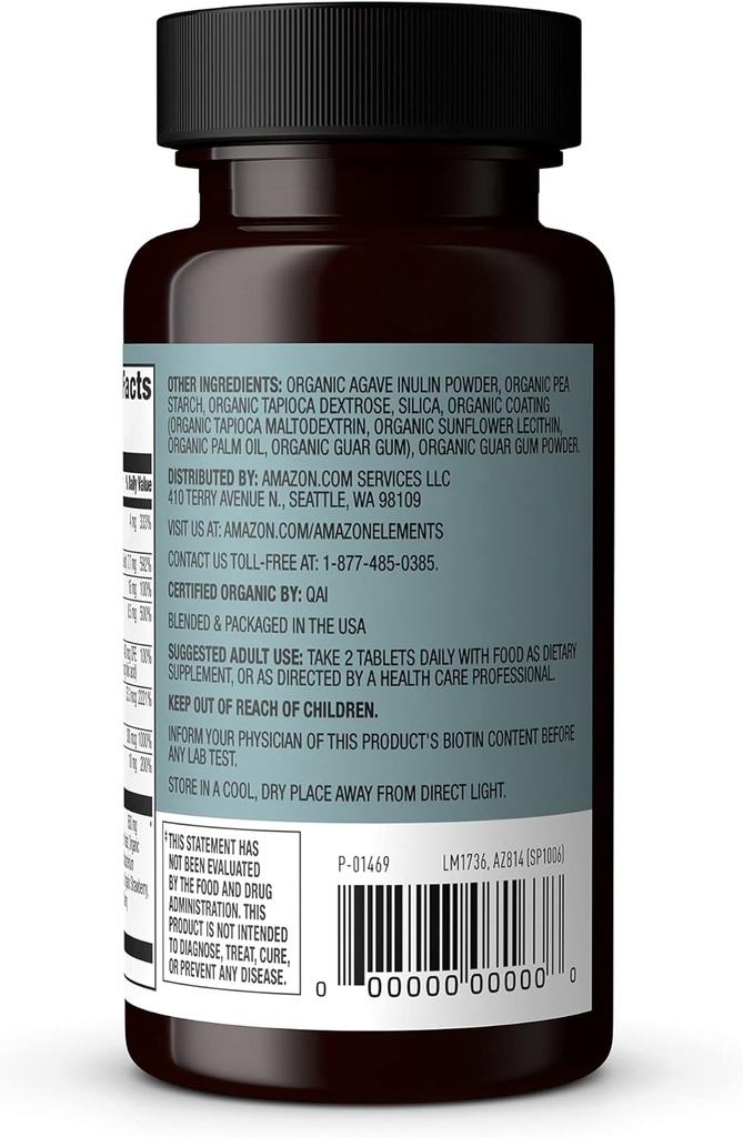 Elements Organic whole Food B Complex, 60 Tablets (Pack of 2)