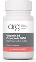 Allergie Onderzoeksgroep Vitamine D3 Complete 5000 IE - Vitamine D3 en K2 Supplement, Dagelijkse Balans, met Vitamine A, DeltaGold Tocotrienolen, Hoge Potentie, Veggie Softgels - 60 Tellen