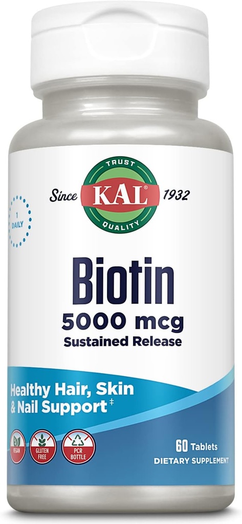 KAL Biotin 5000 TR Tablet, 5000 mcg, 60 Count