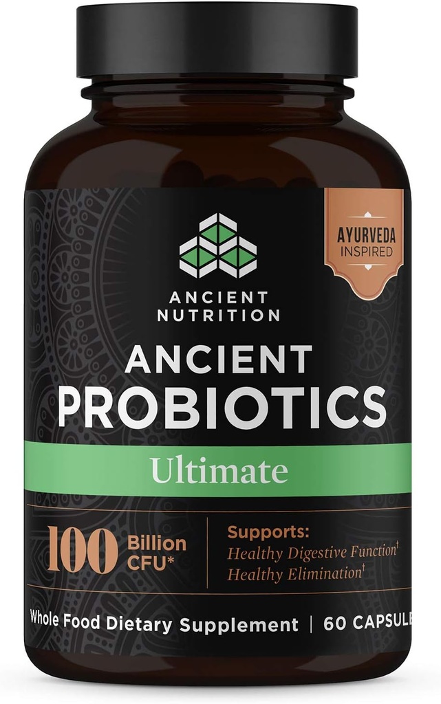 Probiotice nutritive antice, Probiotice Ultimate 100 Miliarde CFU*/Servind, Digestive și Immune Support, Gluten gratuit, Superfoods vechi Amestec, 60 capsule