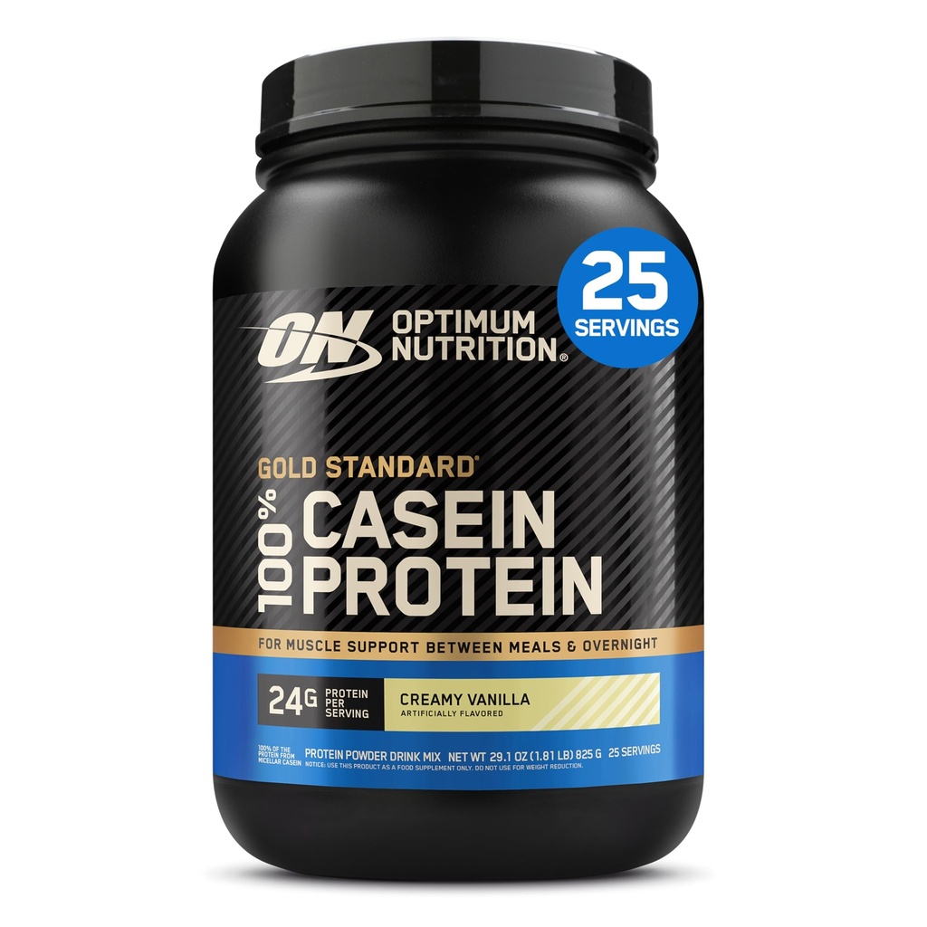 Optimum Nutrition Gold Standard 100% Micellar Casein Protein Powder, Slow Digesting, Helps Keep You Full, Overnight Muscle Recovery, Creamy Vanilla, 1.81 Pound (Packaging May Vary)