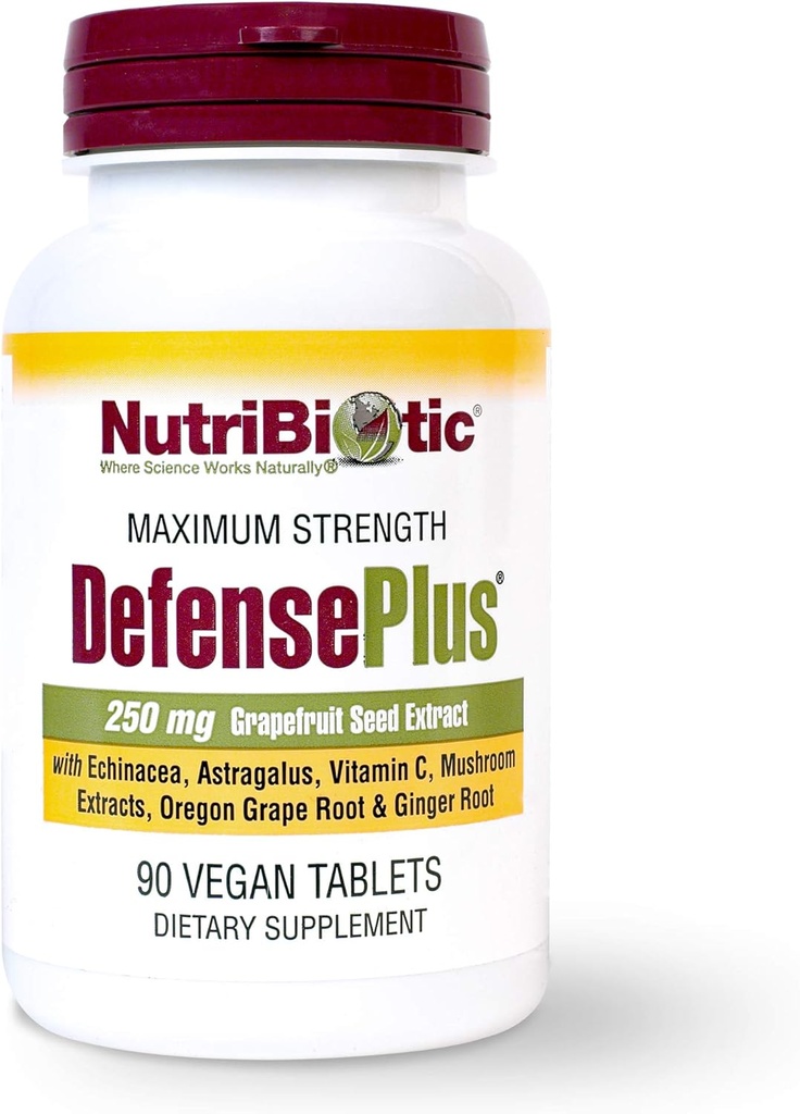 NutriBiotic – DefensePlus, 90 stts - 11 in 1 Immunune Proproction với vitamin C, Zic, Grapectry, Echingala, Astragalus Root & Imune Boosues & Mushrooms - Vegan & Gluten Free