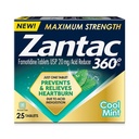 Zantac 360 Maximum Strength, Cool Mint, 25 Count, Heartburn Prevention & Relief, 20mg Tablets