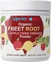 Superior Source Organic Beet Root & Apple Cider Vinegar Powder - Nitric Oxide Booster - Wspomaga energię, trawienie i zdrowie serca - Non-GMO - 7.4 oz
