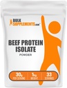 BulkSupplements.com Beef Protein Isolate Powder - Lactose Free Protein Powder, Beef Protein Powder - Unflavored & Gluten Free, 30g per Servering, 1kg (2,2 lbs) (Pack av 1)