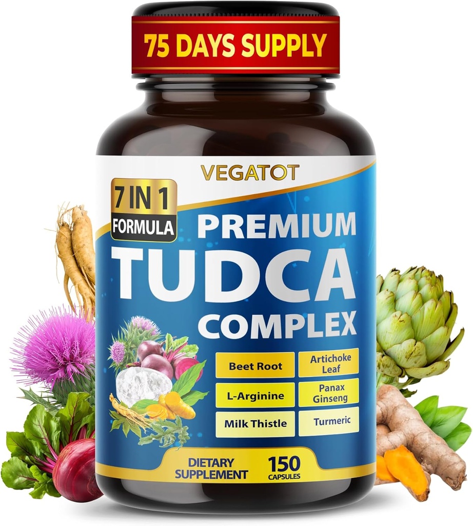VEGATOT TUDCA Support Formula - Beet Root, Turmeric & Milk Butle ilə Tauroursodeoxycholic Acid Kompleksi - Cellular Support & Daily Wellness - 90 Kapsüls - Amerika Birləşdirilmiş