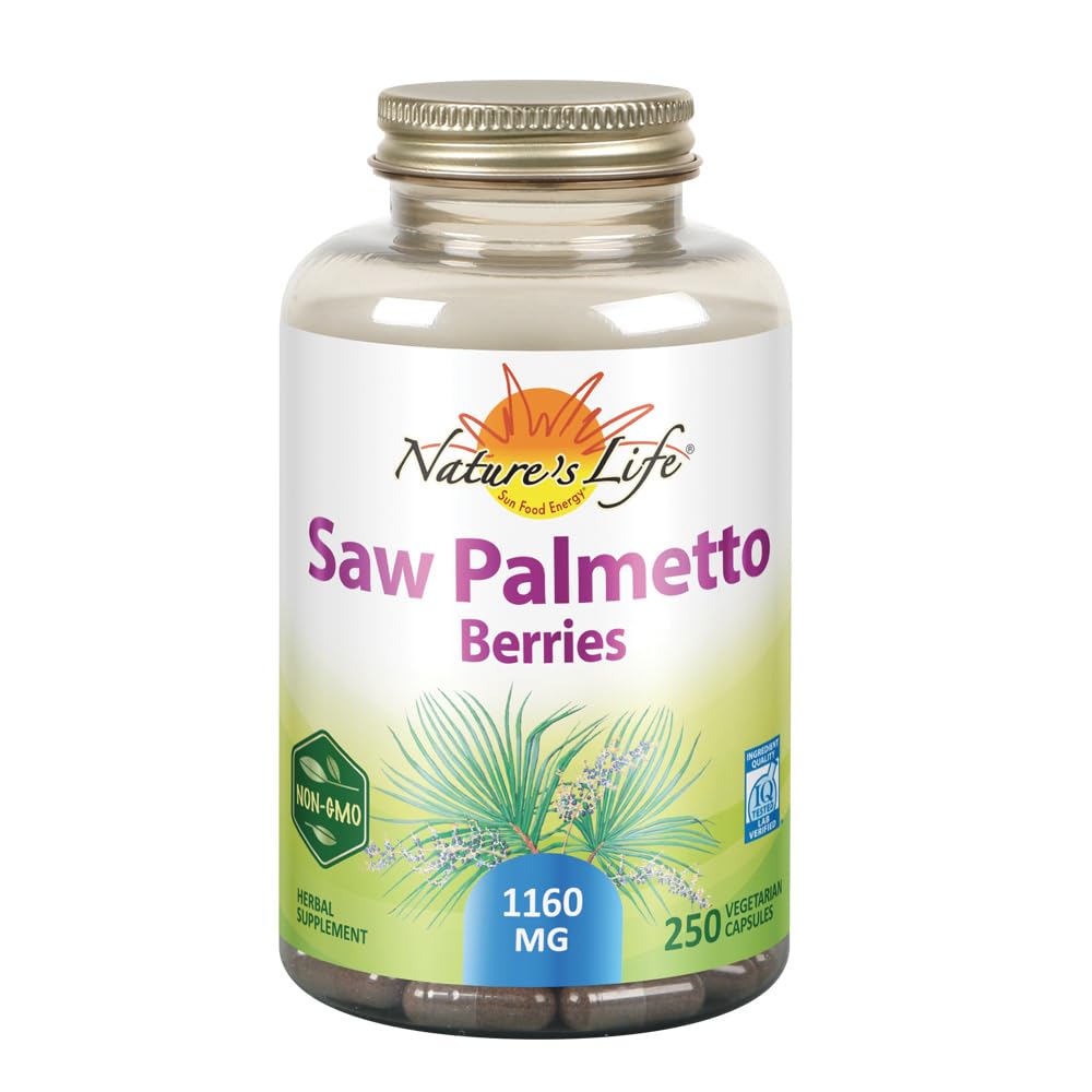 Nature's Life Saw Palmetto Berries 1160 mg Capsules - Saw Palmetto Supplement for Men - Prostate Health and Male Urinary Support - Non GMO, Lab Verified - 250 Capsules