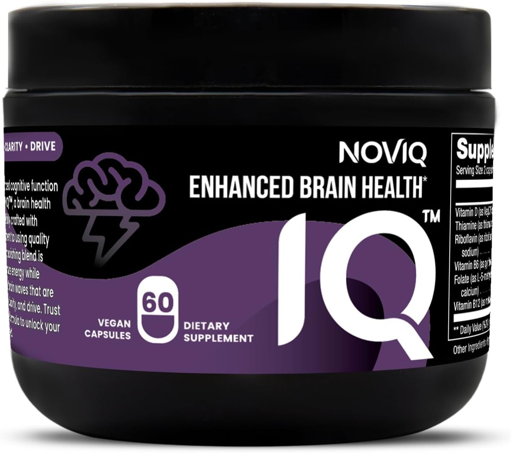 IQ - 11-in-1 Nootropic Brain Supplement: Supports Memory & Cognition - Bioactive B-Complex w/ 5-MTHF, L-Theanine, L-Tyrosine, Bacopa, Ginkgo, Huperzine - Vegan, Non-GMO, Caffeine Free - 60 Count