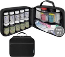 Förpackning med 2 - Large Padded Pill Bottle Organizer, Medicine Bag, Case, Carrier för mediciner, vitaminer och medicinska förnödenheter med fasta fickor - svart (utan lås)