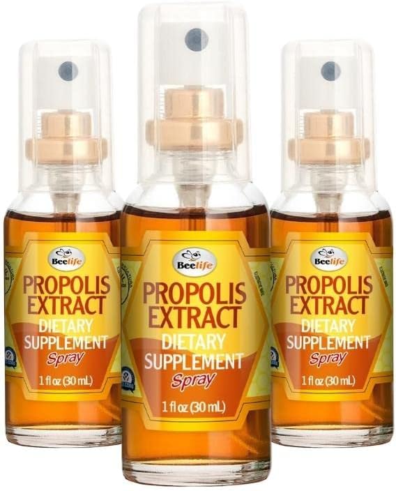 Beelife Propolis Sore Throat Relief Spray - Propolis Spray - 자연 면역 지원, Calm Cough & Dry, Itchy Throat - 설탕 없음 - 3-Pack