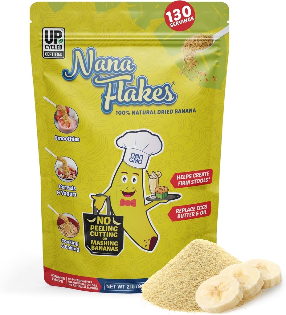Nana Flakes 100% Natural Banana Powder, Dgestive Support - lähde Kalium & kuitu - Varauksen munat, voi tai öljy paistaa (2LB Bag)