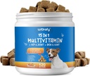 Honden Multivitamine Kauwbaar met Glucosamine,15-in-1 Honden Multivitamine Supplementen,Multivitamine voor honden,Gezondheidsondersteuning - Hondenhuid, Jas, Hart, voor honden van alle leeftijden en rassen,120 Zachte Kauwen Eenden Smaak