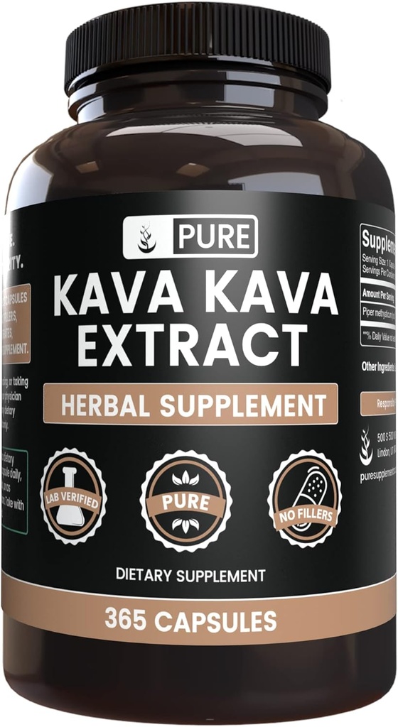 PURE ORIGINAL INGREDIENTS Kava Kava (365 Kapseln) Kein Magnesium oder Reisfüller, Immer rein, Lab Verifiziert