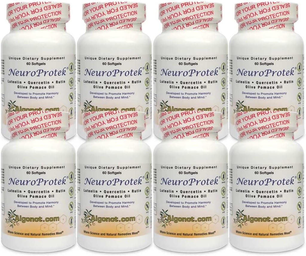 Algonot NeuroProtek 8 Pack: Τα μόνα λιποσωματικά προϊόντα λουτεολινίνης που χρησιμοποιούν λάδι ελιάς. Συνδυασμός Λουτεολίνης, Quercetin & Rutin σε λάδι ελιάς (μειωμένη τιμή)