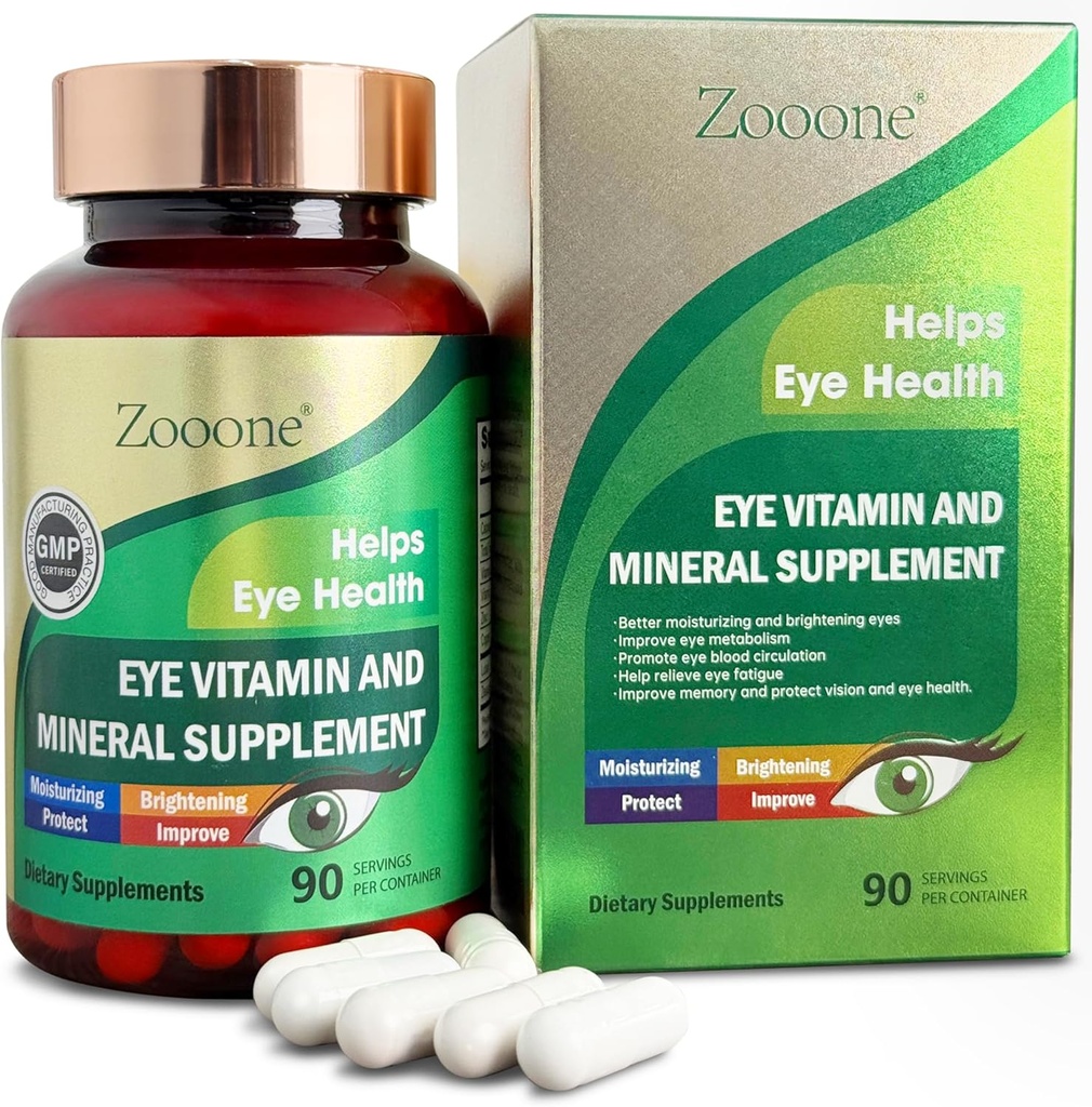 zooone Lutein și Zeaxanthin Eye Vitamine, ochi Vitamina si Suplimentul mineral cu vitamina C E zinc cupru, Vision Support for Macular Degeneration, Eye Health Pills for Adulti & Seniors, 90 Capsule