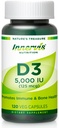 High Potency Vitamin D3 5000 IU – Boost Immune, Support Bone & Teeth, Easy to Swallow 120 Veg Capsules