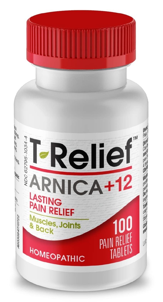 MediNatura T-Relief Arnica +12 Natural Actives - Whole Body Fast-Acting Formula for Women & Men - 100 Tablets