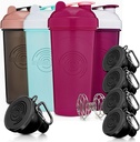 GOMOYO Fitness Bundle - 4 팩 셰이커 병은 Carabiner, BPA-Free 및 Dishwasher Safe와 5-Pack Protein Funnels