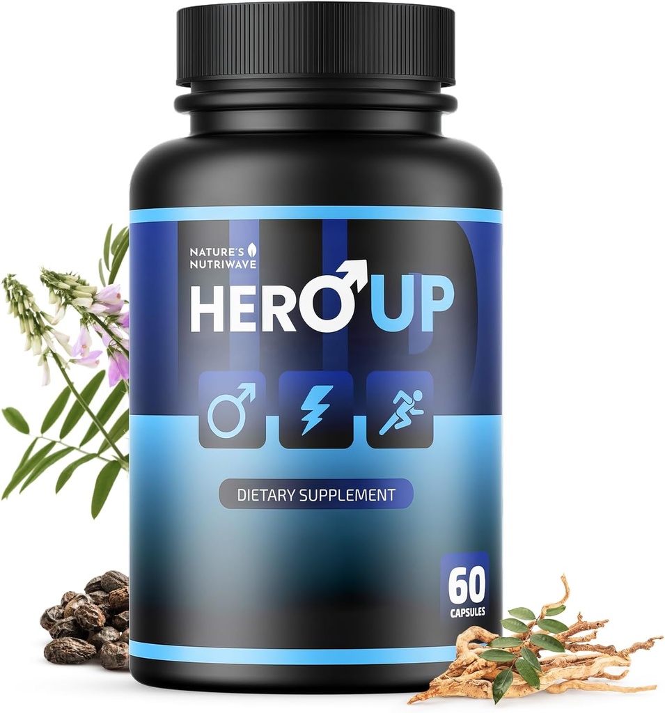 HeroUP - Suplemen Alam Wellness dengan Plant-Based Ingregents - Non-GMO, Stimulant- Free Alar4; Dibuat di Amerika Serikat, GMP-Certified 124; 60 Capsules, 1 Bulan Suppy