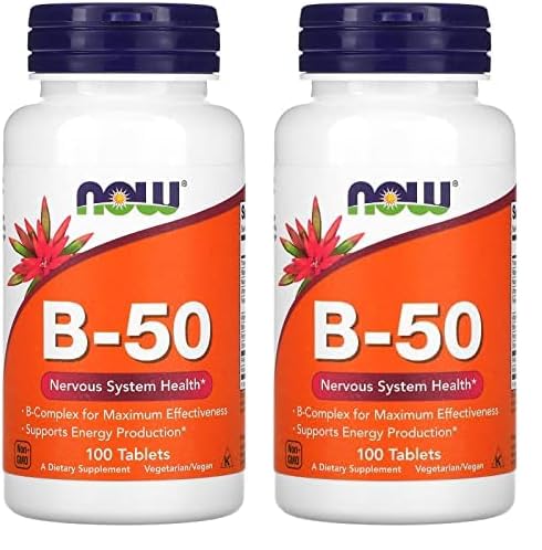 NOW Supplements, Vitamin B-50 mg, Energy Production*, Nervous System Health*, 100 Tablets (Pack of 2)