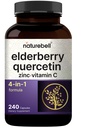 NatureBell Elderberry with Vitamin C, Zinc & Quercetin, 240 Capsules | 4-in-1 Sambucus Black Elderberry Capsules | Immune Support Supplements for Women and Men*
