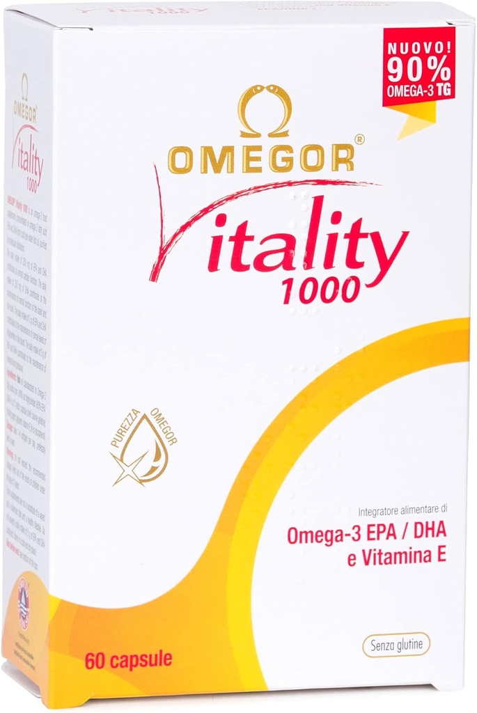 OMEGOR Omega 3 Fish Oil Supplement IFOS Certified Vitality 1000 med 800 mg EPA og DHA per kapsel - Ingen fiskelig ettersmak, ikke-GMO (60 Softgels)