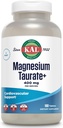 KAL Magnesium Taurate 400mg Plus Coenzyme bitamina B6, Chelated Magnesium Supplement, Muscle Funtzioa, Gluten Free, Vegan, 90 Serv, 180 Tablet
