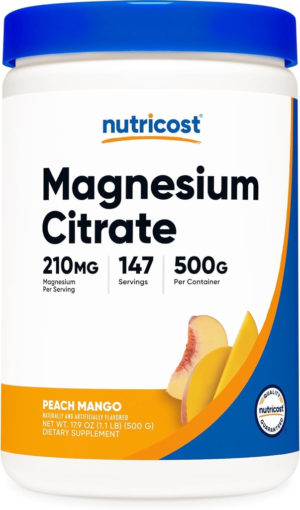 Nutricost Magnézium-citrát por (Barack mangó, 500 gramm)