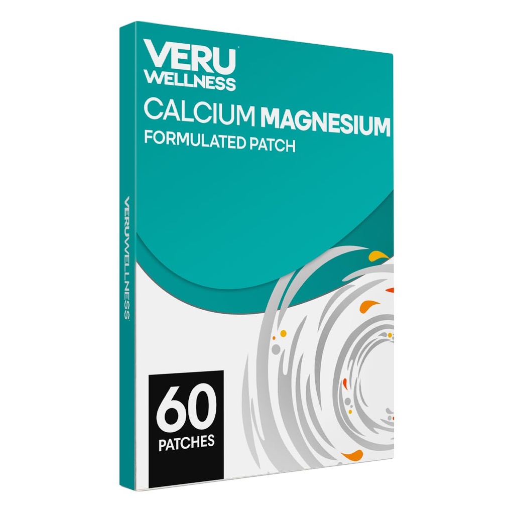 Veru Wellness Calcium Magnesium Plus Daily Patch - D3/K2 Calcium Bone Health Self Adhesive Time Release Patch (60 Days)