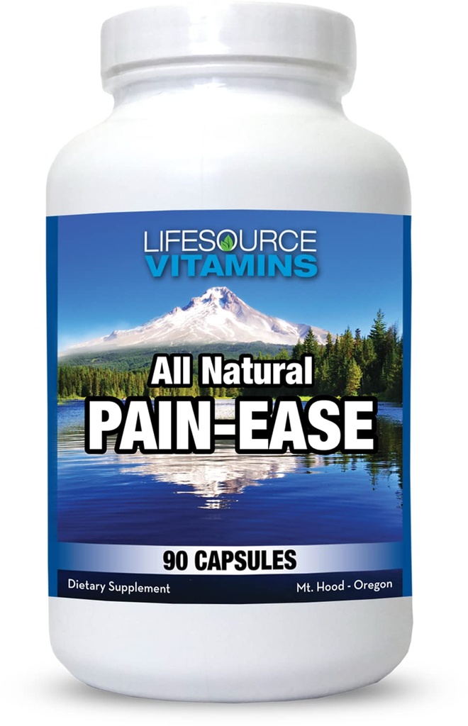 LifeSourceVitamins Pain Ease 90 Capsules | White Willow • Feverfew • Turmeric • Ginger • Bromelain