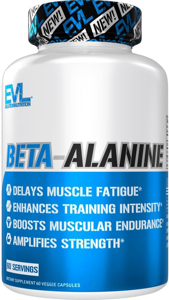 Evlution Nutrition Beta-Alanine Capsules - підвищення інтенсивності навчання - 60 Count Beta-Alanine Supplement для чоловіків і жінок - Delay Muscle Fatigue, Boost Endurance, Підсилює міцність
