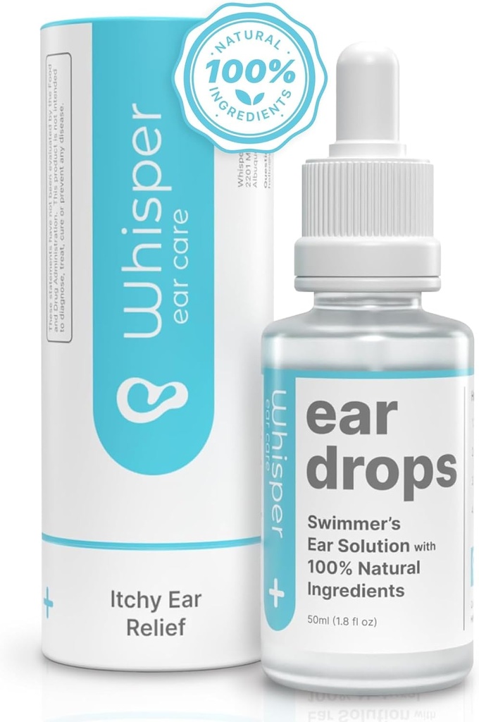 Whisper Ear Drops 2oz . Всі натуральні Swimmers Ear Drops для дорослих з Itchy Ears Ears Ear Drops Боротьба Swimmers Ear з Acetic Acid Ear Drops