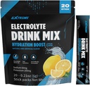 Extreme Electrolyte Drink Mix with Sodium 60 mg, Kalium 200 mg, Tauriini - Hydration Powder, Zero Sugar, Zero Comfeine, Non GMO, Zero Gluteeni, Alhainen Kalorie, sitruunamakeinen (20 pakkausta, 20 päivän tarjonta)
