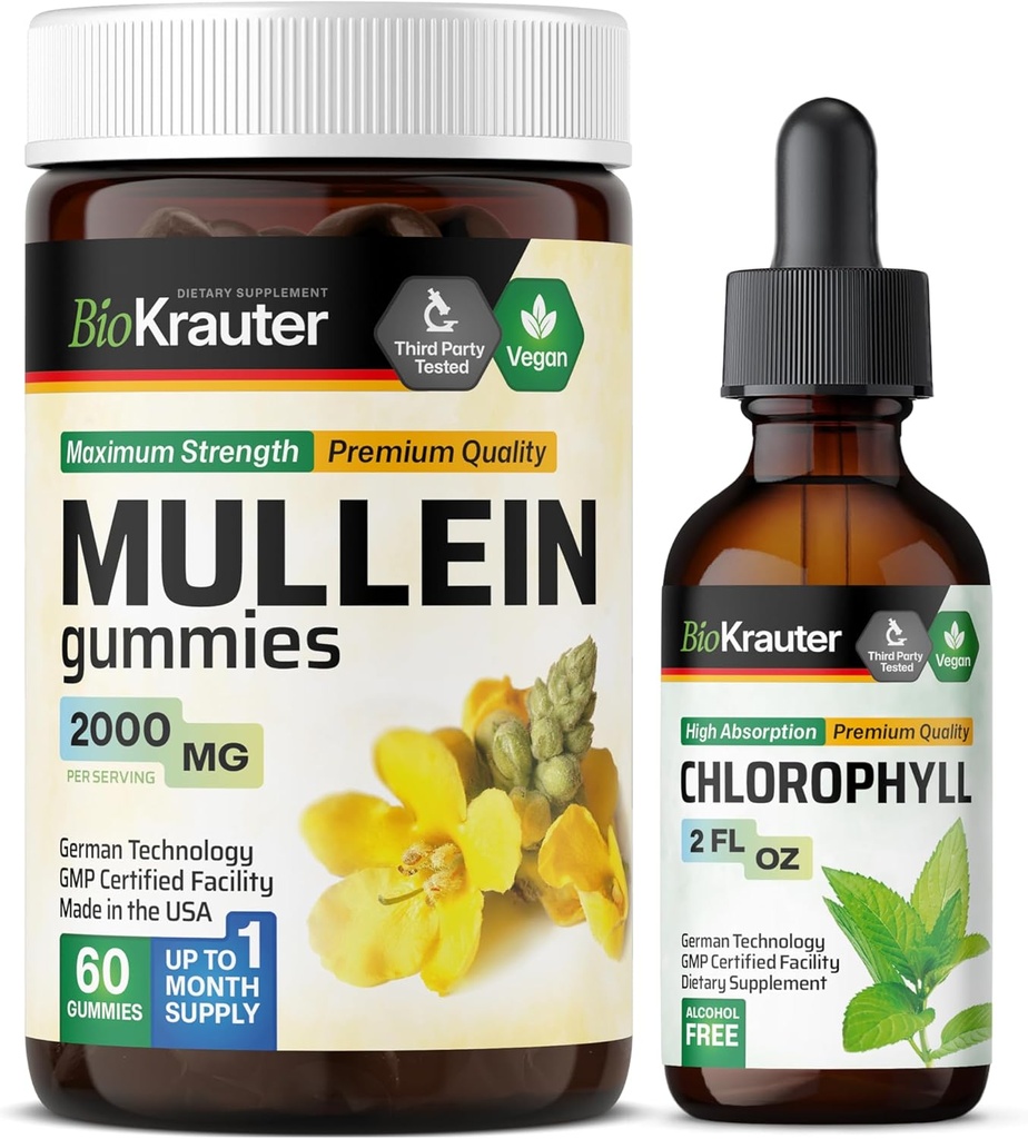 BIO KRAUTER Mullein 60 Gummies & Chrophyll Tincture 2 Fl. Oz.