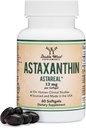 Astaxanthin 12mg Max Putere (Numai patentat Astexanthin (Astrareal) cu 70+ Studii clinice umane - lume cel mai studiat brand) Crescut, recoltat, și fabricate în Statele Unite ale Americii (Astaxantina) de lemn dublu