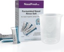 NASALFRESH MD - Saline Packets - Quick Dissolving - Single Use - Pre-Measured - Nasal Irrigation - Individually Wrapped (3.75g/1.3oz) - 90 Teln Refill Packets - 300mm Cup