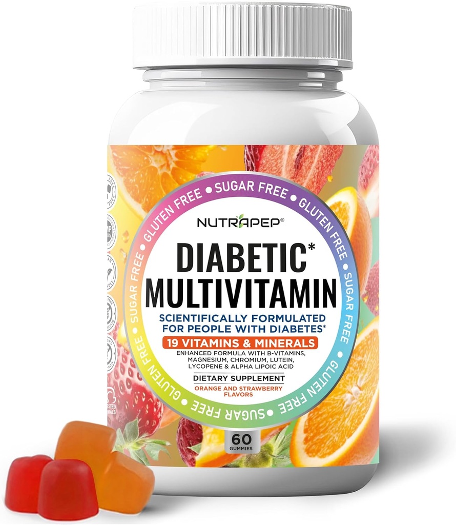 Kadınlar ve Erkekler için Premium Multivitamin Chewable Gummies - Sugar-Free & Gluten Ücretsiz Vitaminler - Kalsiyum Magnezyum Huane Manga Thiamine Biotin...
