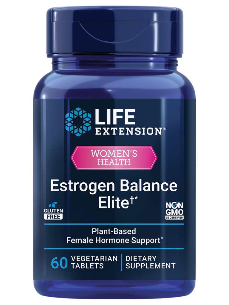Life Extension Estrogen Balance Elite, Menopause Support Supplement, Hormone Balance, hot Flashes, Night Sweats, Vaginal Dryness, Gluten-Free, Non-GMO, Vegetarian, 60 Tablets.