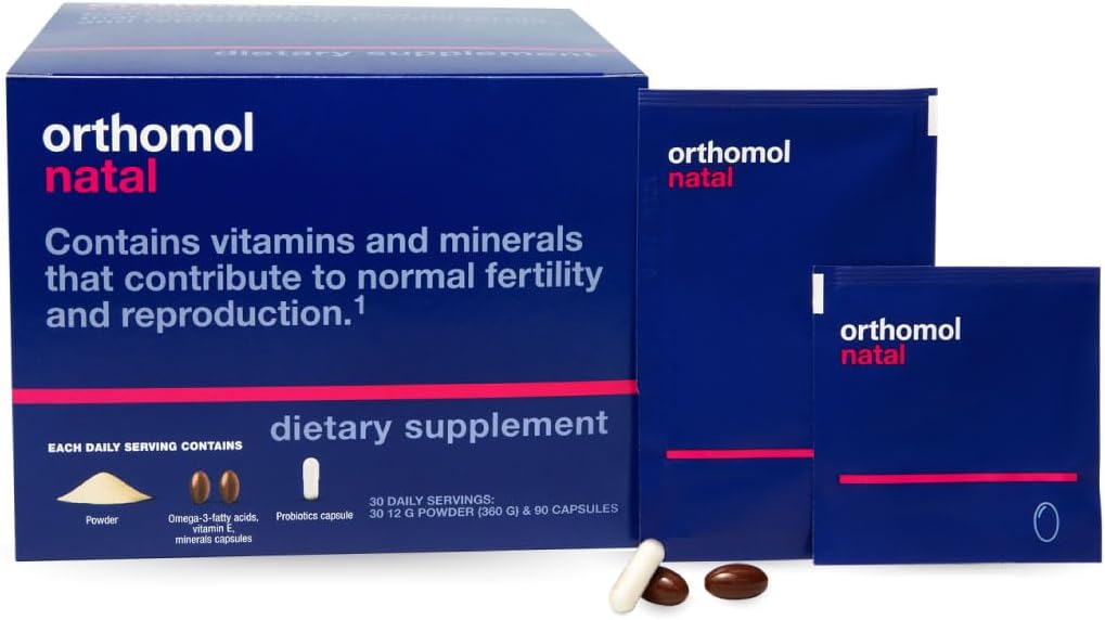 Natal ortomolo, supporto nutrizionale prenatale per fertilità, gravidanza e lattazione, vitamine complete, minerali e nutrienti essenziali 30 conte (pacchetto di 1)