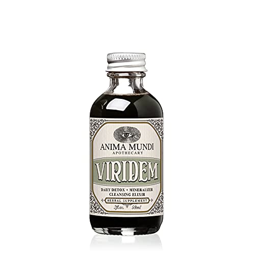 Anima Mundi Apothecary Viridem Greens Detox Elixir - GI & черния дроб Detox Liquid Addition, Natural Herb Cleanse with Chlorophyll, Moringa + Organic Chlorella - Добавяне към Juice & Alkalizing Teas (2oz)