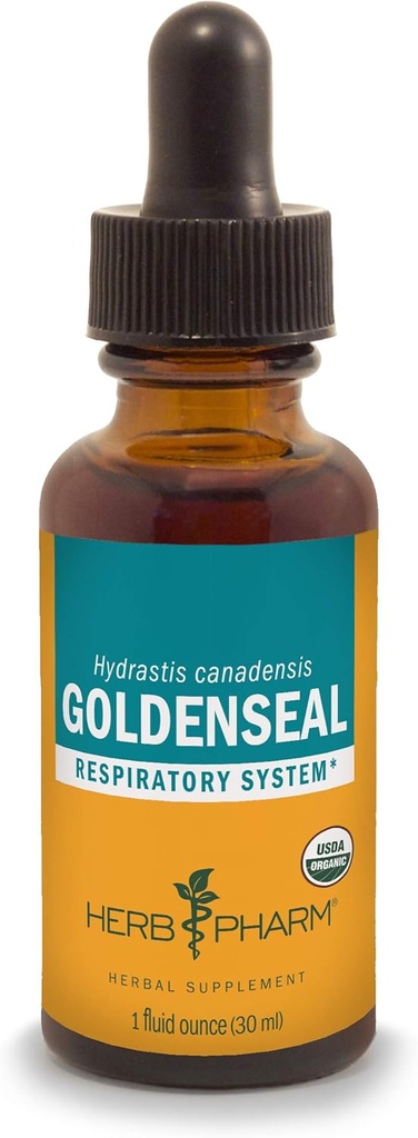 Herb Pharm Certified Organic Goldenseal Liquid Extract for Dithric System Support, Organic Cane Alcohol, 1 Ounce