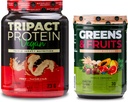 Nutrology Greens & Fruits Powder-Naturally Sourced Superfood, Vanilla Cinnamon (30 Servings) TRIPACT Vegan Protein Powder, Peanut Butter Vanilla (20 Servings)