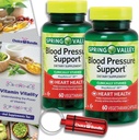 Choice Bundle Spring Valley Blood Pressure Support Vegetarian Capsules 60 Ct 2 pk (120 Total) + Vitamin Guide & Pill Container (4 Items)!